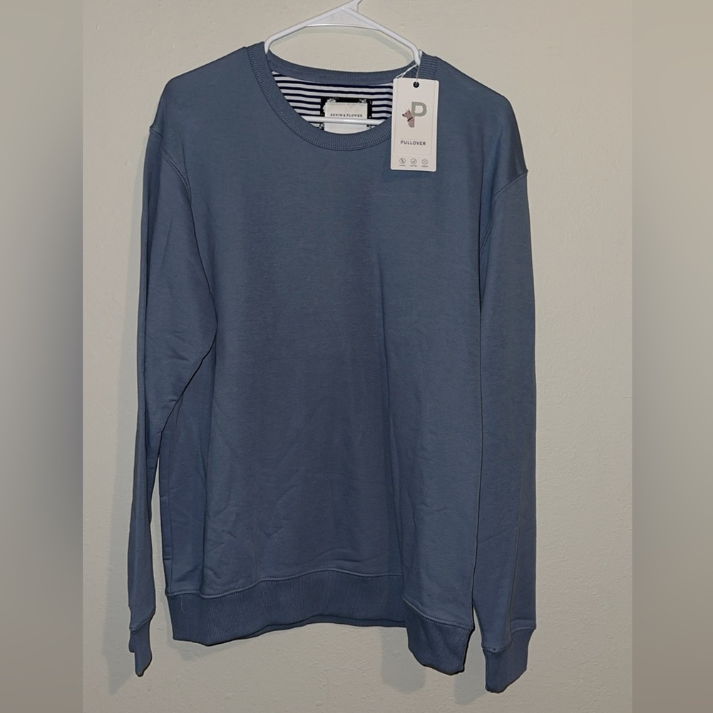 Denim & Flower Blue Crewneck by Ricky Singh
